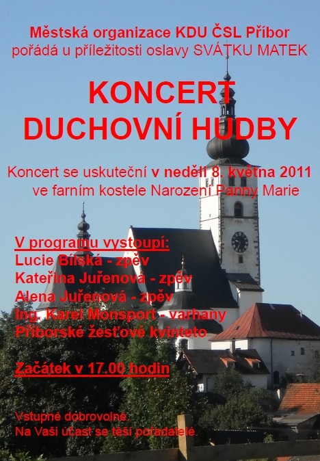 8. května 2011 KONCERT DUCHOVNÍ HUDBY
