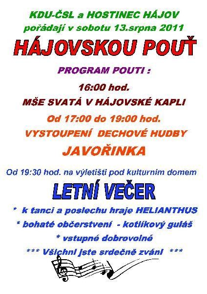 Příbor Hájov pouť