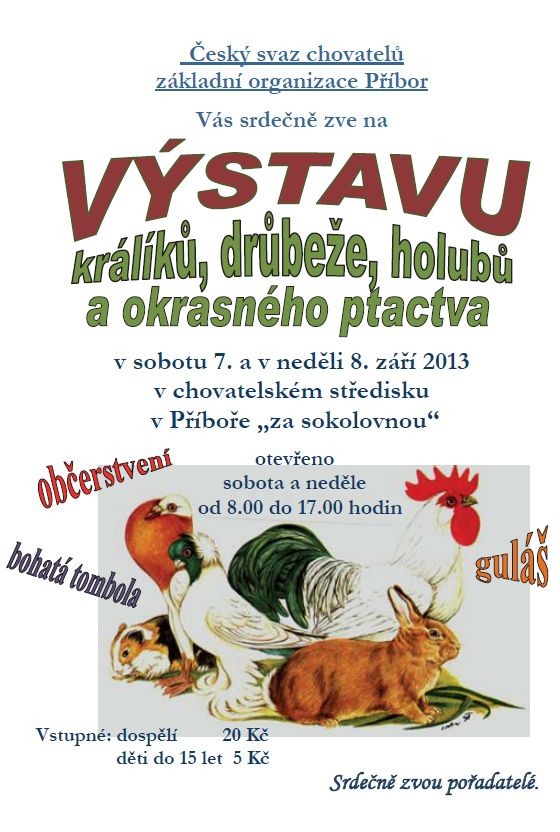 Výstava králíků, drůbeže, holubů a okrasného ptactva
