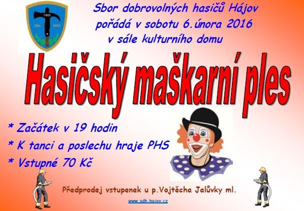Hasičský maškarní ples Příbor Hájov