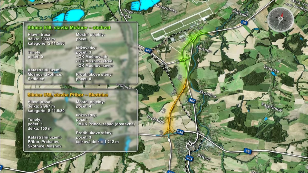 Ředitelství silnic a dálnic vizualizace výstavby silnice I/58 Příbor - Skotnice