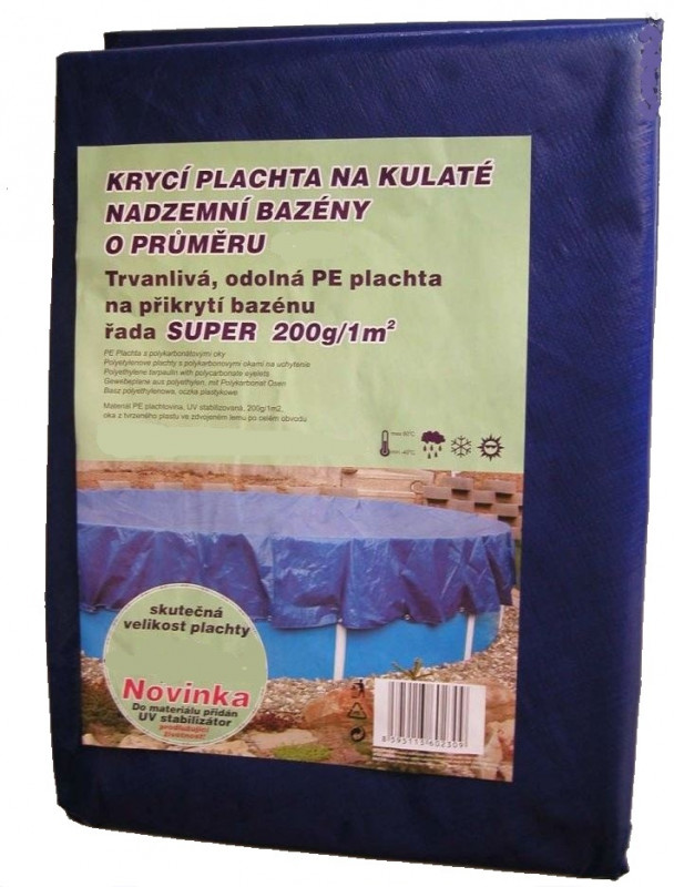 Plachta krycí kruh pro bazény 3,66m - folie 4,0m, celoroční, modro-černá