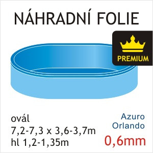 Fólie do bazénu ovál 7,30 x 3,7 x 1,35m - modrá silná 0,6mm &quot;PREMIUM&quot;