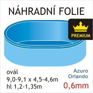 Fólie do bazénu ovál 9,10 x 4,6 x 1,35m - modrá silná 0,6mm &quot;PREMIUM&quot;