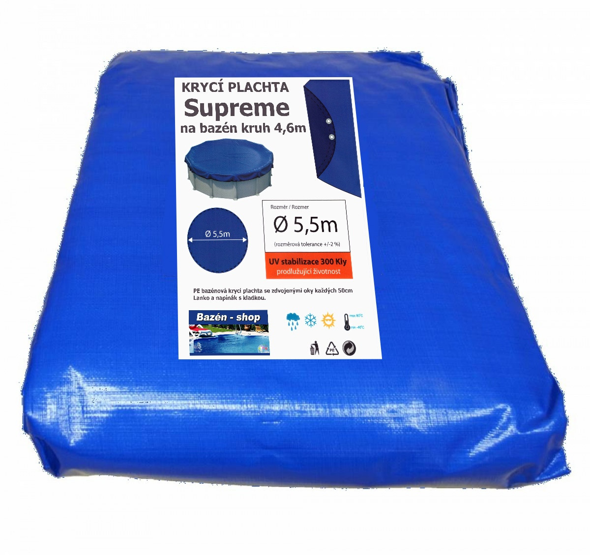 Krycí plachta Supreme pro bazén 4,6m (modrá)
