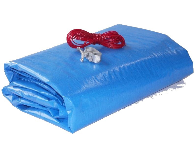 Zimní zakrývací plachta na bazén kruh 3,6 m - fólie 4,8m, modro/černá, 200g/m2