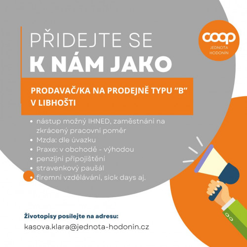 PRODAVAČ/KA NA PRODEJNĚ TYPU 