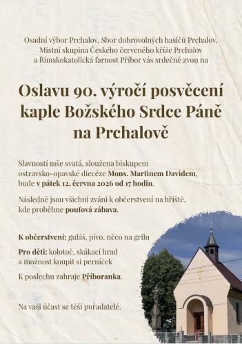 90. výročí posvěcení kaple Božského Srdce Páně na Prchalově