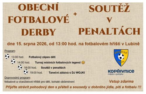 OBECNÍ FOTBALOVÉ DERBY + SOUTĚŽ V PENALTÁCH