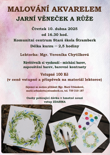 Malování akvarelem - jarní věneček a růže