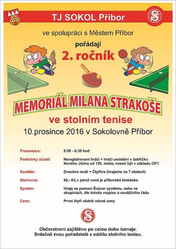 2. ročník Memoriál Milana Strakoše ve stolním tenise