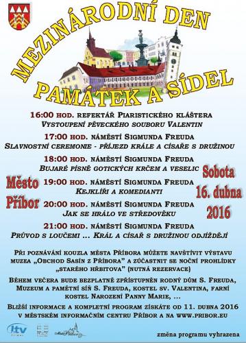 Mezinárodnímu dni památek a sídel Příbor 2016