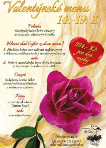 Valentýnské menu U Čápa Příbor 2017